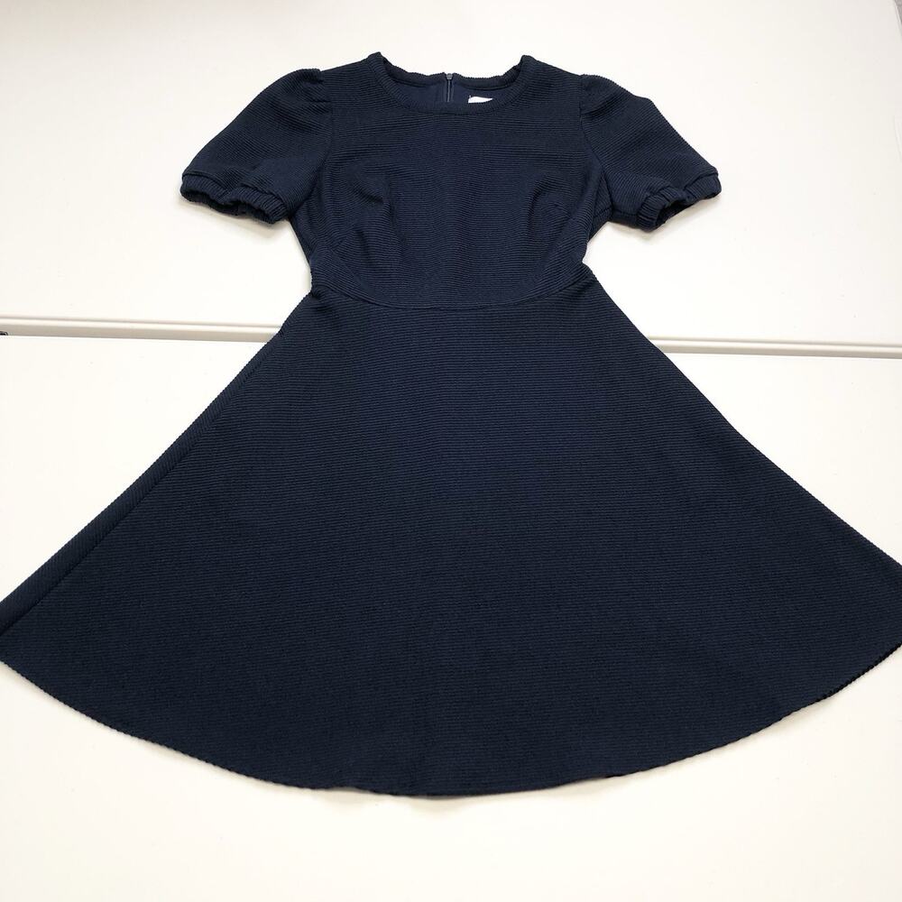 Gal Meets Glam Kristen Dress Pouf Short Sleeve Fit and Flare Navy Blue Size 0